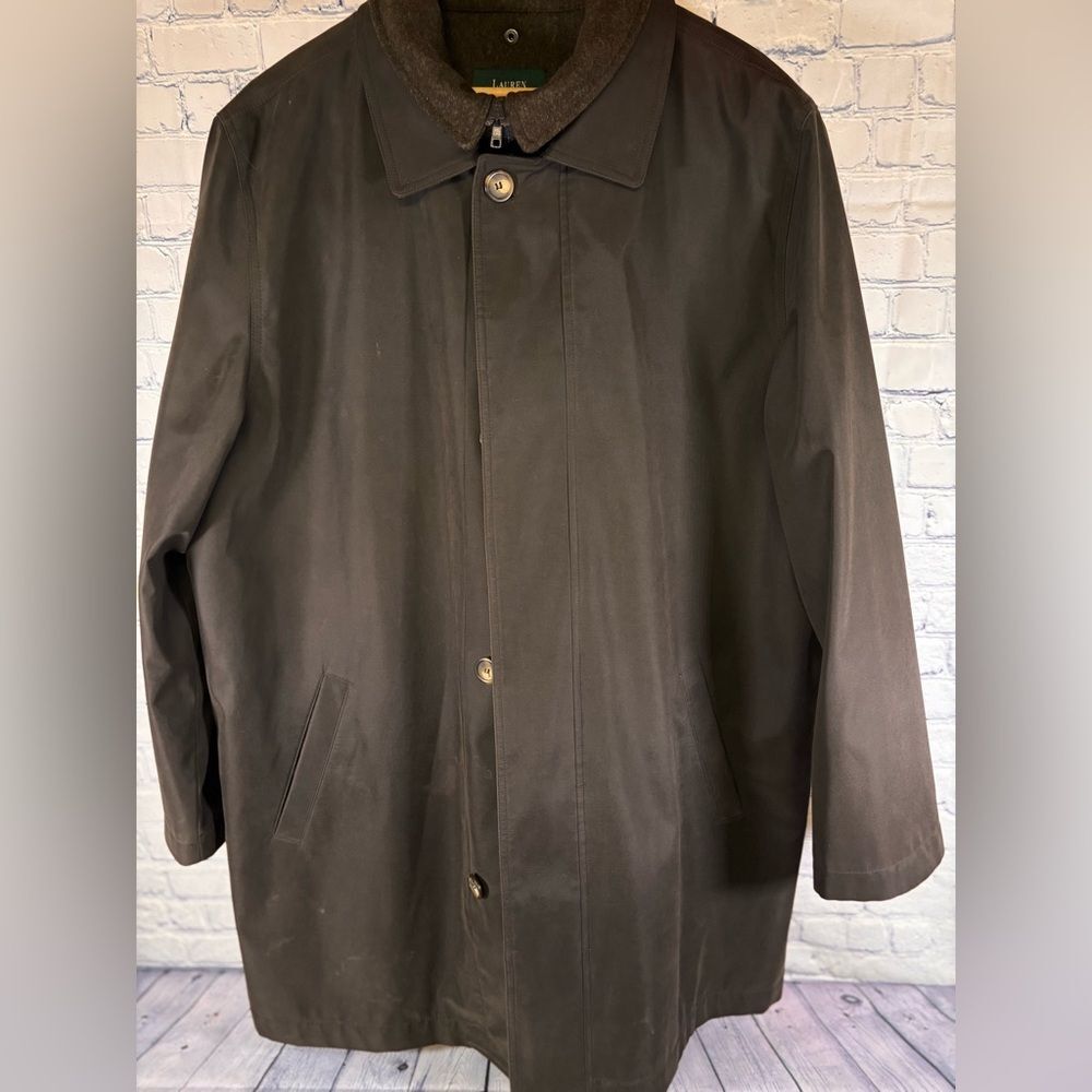 Lauren Ralph Lauren Classic Brown Edgar Minimalist Liner Mac Raincoat 46L